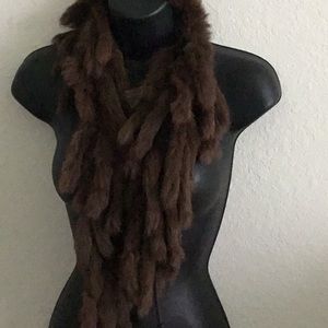 Brown fur “tails” scarf